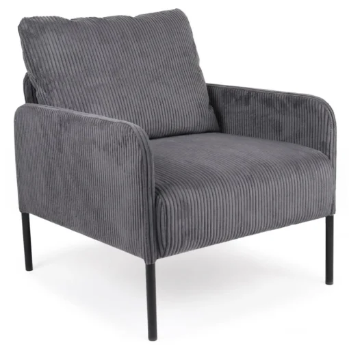 3S. x Home Fauteuil moderne et élégant Manuelo Velours côtelé Gris foncé Discount