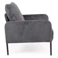 3S. x Home Fauteuil moderne et élégant Manuelo Velours côtelé Gris foncé Discount