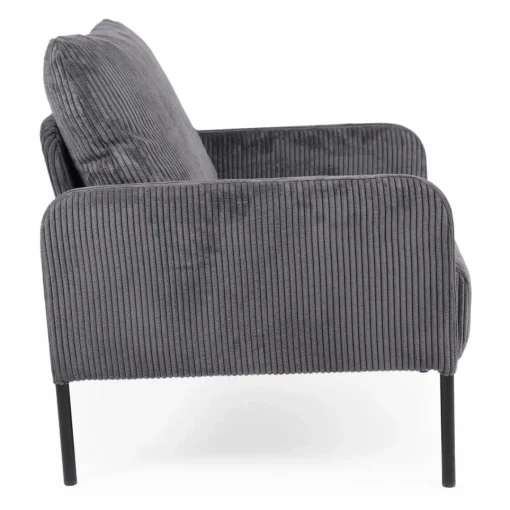 3S. x Home Fauteuil moderne et élégant Manuelo Velours côtelé Gris foncé Discount
