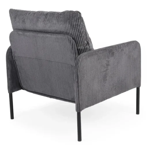 3S. x Home Fauteuil moderne et élégant Manuelo Velours côtelé Gris foncé Discount