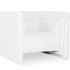 3S. x Home Fauteuil moderne style cubique Fredonia Tissu bouclette Crème New