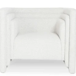 3S. x Home Fauteuil moderne style cubique Fredonia Tissu bouclette Crème New