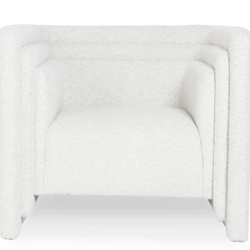3S. x Home Fauteuil moderne style cubique Fredonia Tissu bouclette Crème New