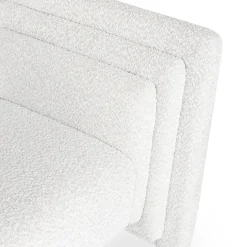 3S. x Home Fauteuil moderne style cubique Fredonia Tissu bouclette Crème New