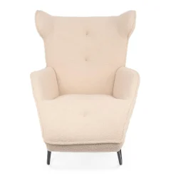 3S. x Home Fauteuil méridienne style bergère relax Shirley Tissu bouclette Beige Sale