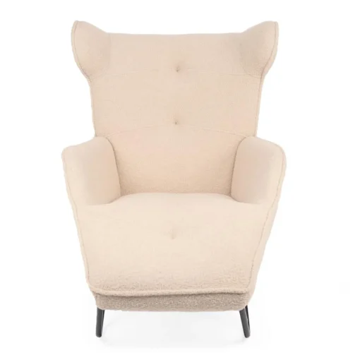 3S. x Home Fauteuil méridienne style bergère relax Shirley Tissu bouclette Beige Sale