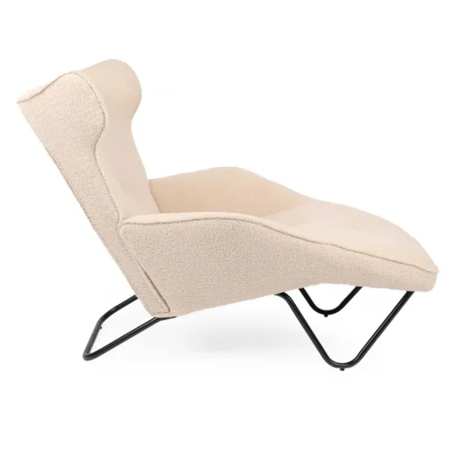3S. x Home Fauteuil méridienne style bergère relax Shirley Tissu bouclette Beige Sale