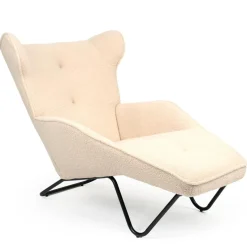3S. x Home Fauteuil méridienne style bergère relax Shirley Tissu bouclette Beige Sale