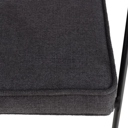 Macabane Fauteuil métal noir assise tissu gris foncé dossier rotin AGATHE Outlet