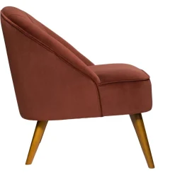3S. x Home Fauteuil NAOVA Velours Pieds Bois Terracotta Sale