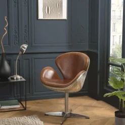 Macabane Fauteuil nevada vintage cuir et aluminium GASTON Hot
