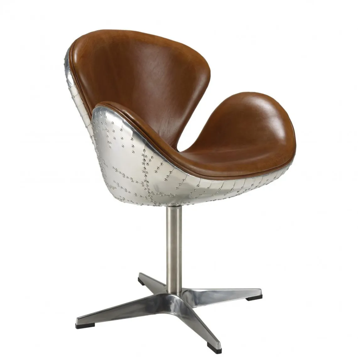 Macabane Fauteuil nevada vintage cuir et aluminium GASTON Hot
