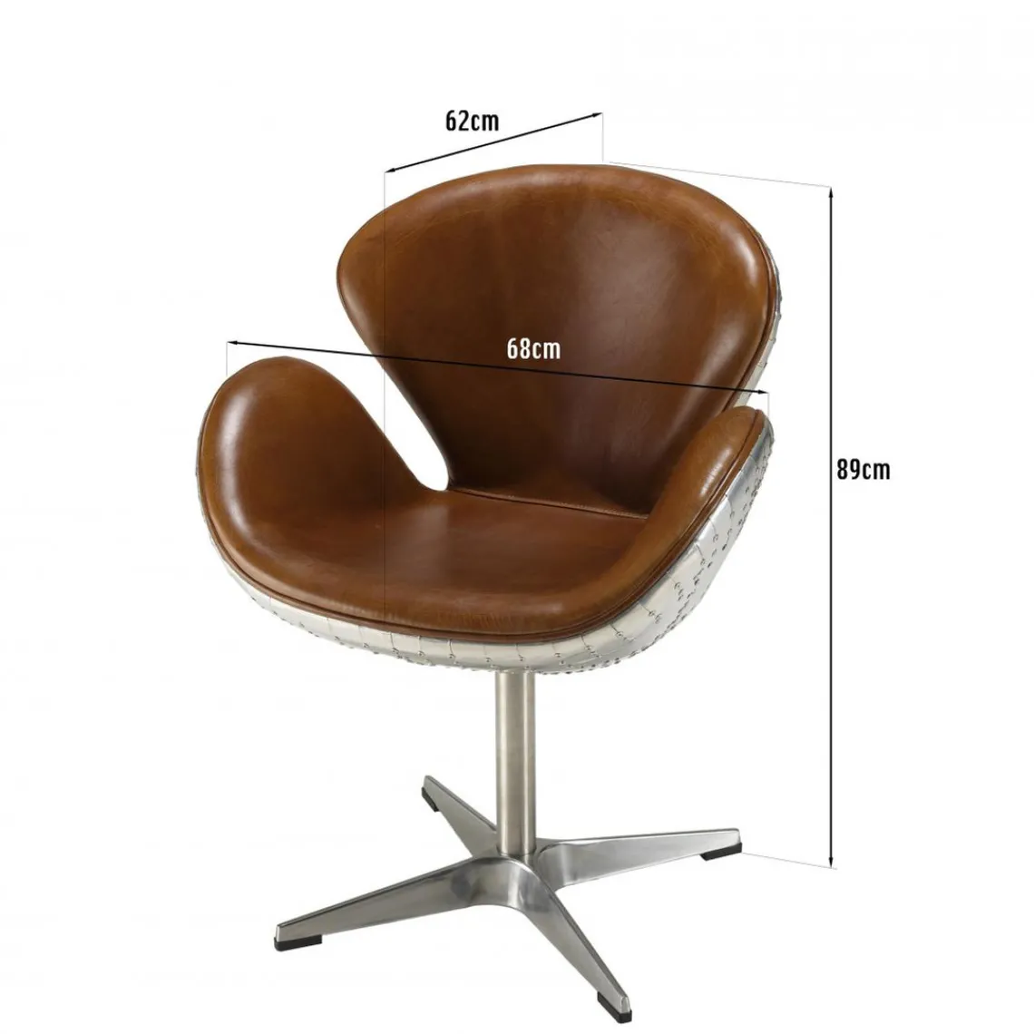Macabane Fauteuil nevada vintage cuir et aluminium GASTON Hot