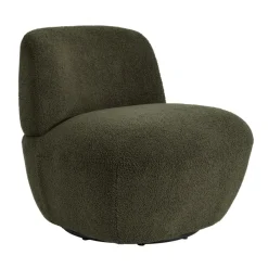 3S. x Home Fauteuil pivotant en bouclette épaisse vert Lana Clearance