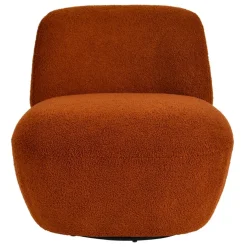 3S. x Home Fauteuil pivotant en bouclette épaisse terracotta Lana Sale
