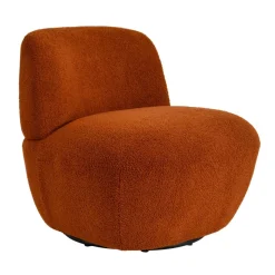 3S. x Home Fauteuil pivotant en bouclette épaisse terracotta Lana Sale