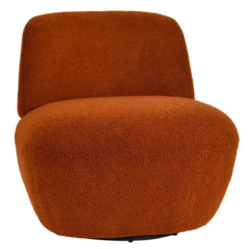 3S. x Home Fauteuil pivotant en bouclette épaisse terracotta Lana Sale