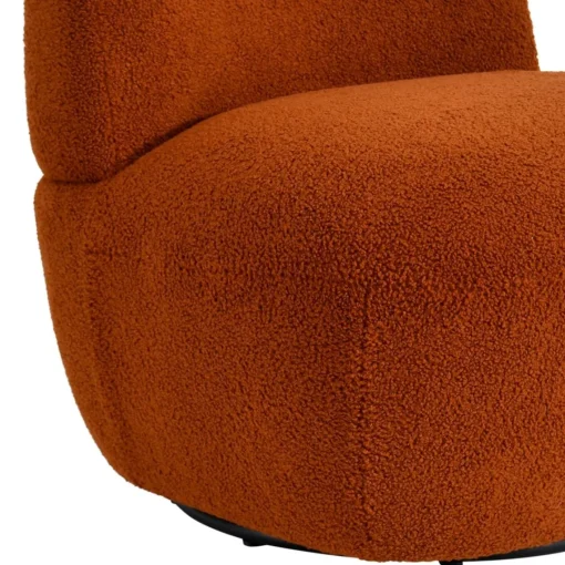 3S. x Home Fauteuil pivotant en bouclette épaisse terracotta Lana Sale