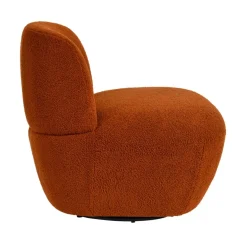 3S. x Home Fauteuil pivotant en bouclette épaisse terracotta Lana Sale