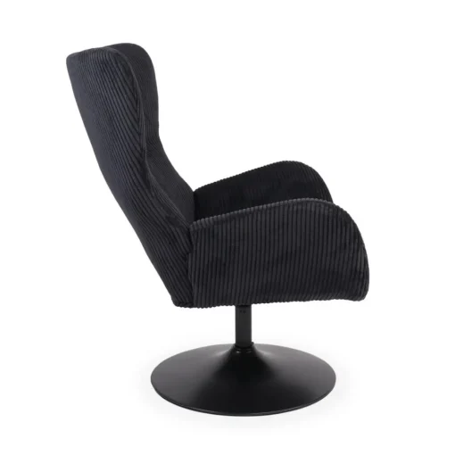 3S. x Home Fauteuil pivotant style bergère Arthuro Velours côtelé Noir Discount