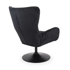 3S. x Home Fauteuil pivotant style bergère Arthuro Velours côtelé Noir Discount