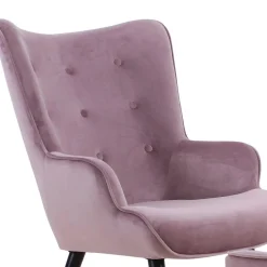 3S. x Home Fauteuil scandinave + pouf Velours Rose