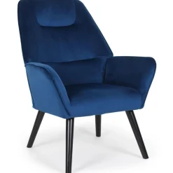 3S. x Home Fauteuil scandinave dossier haut Velours Bleu Outlet