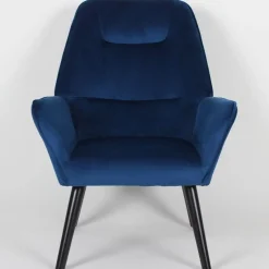 3S. x Home Fauteuil scandinave dossier haut Velours Bleu Outlet