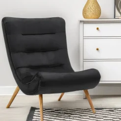 3S. x Home Fauteuil scandinave Romilly Velours Noir Sale