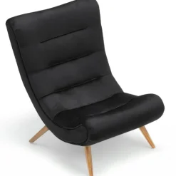 3S. x Home Fauteuil scandinave Romilly Velours Noir Sale
