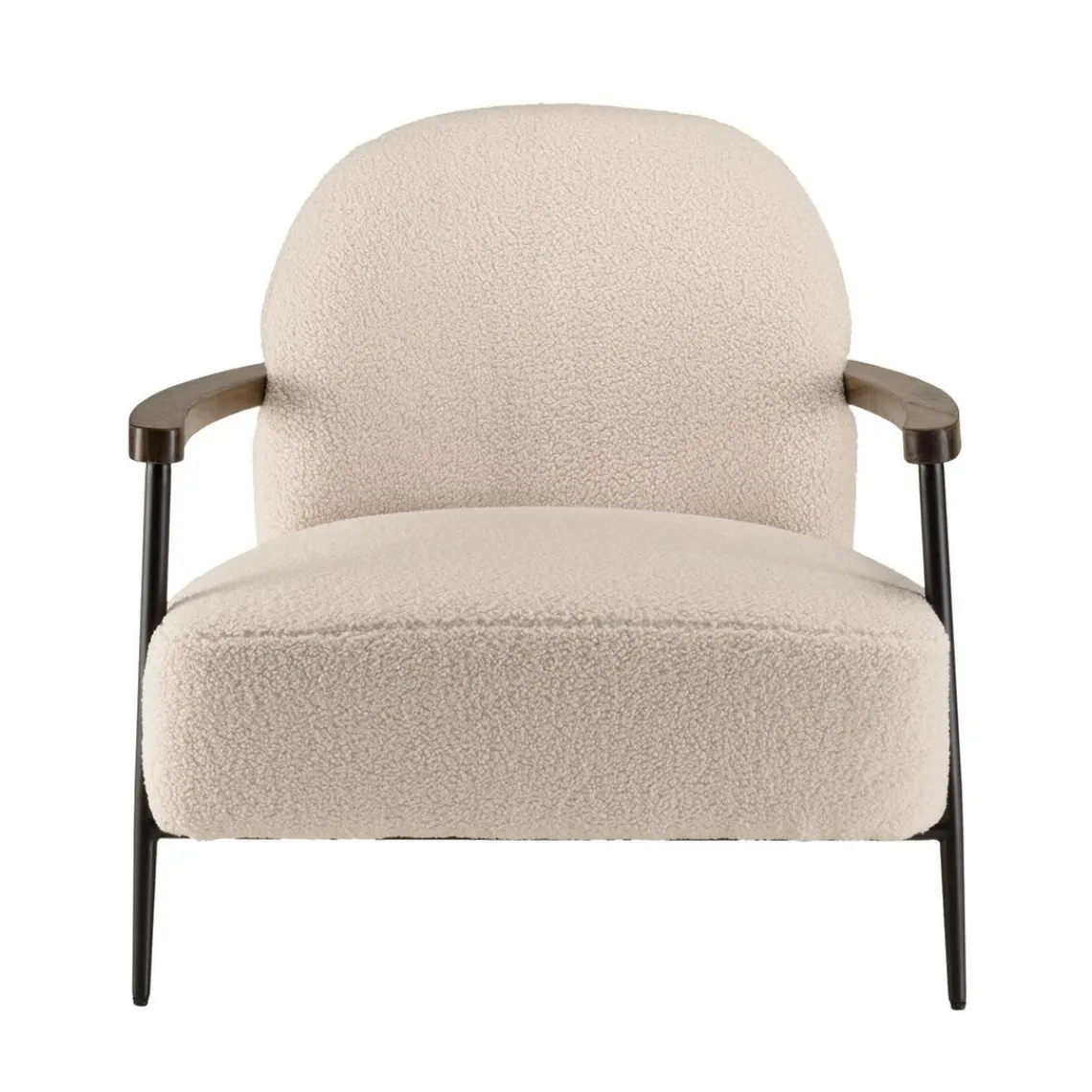 Macabane Fauteuil tissu bouclette écru structure métallique GASTON Best