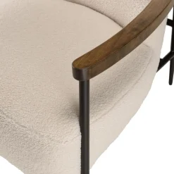 Macabane Fauteuil tissu bouclette écru structure métallique GASTON Best