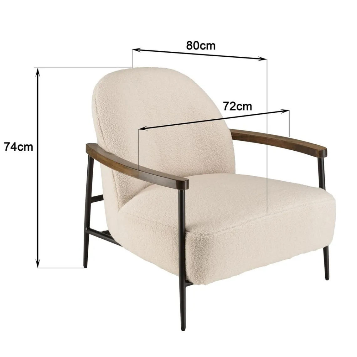 Macabane Fauteuil tissu bouclette écru structure métallique GASTON Best