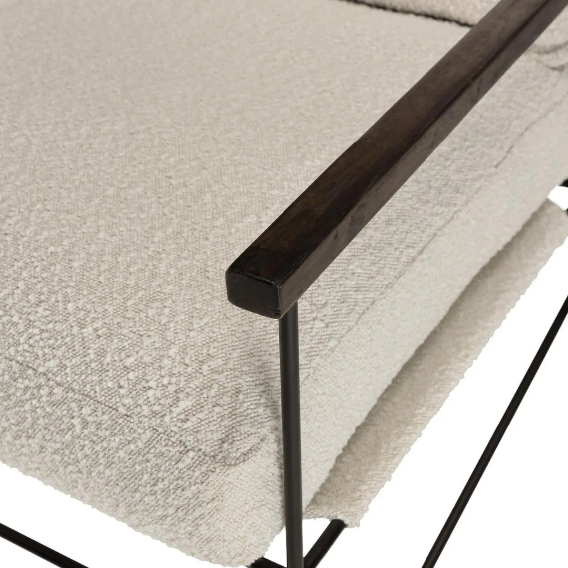 Macabane Fauteuil tissu écru 1 coussin structure métallique GASTON Outlet