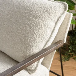 Macabane Fauteuil tissu écru 1 coussin structure métallique GASTON Outlet