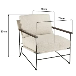 Macabane Fauteuil tissu écru 1 coussin structure métallique GASTON Outlet