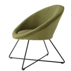 Macabane Fauteuil tissu velours vert olive pieds croisés métal noir AGATHE Best