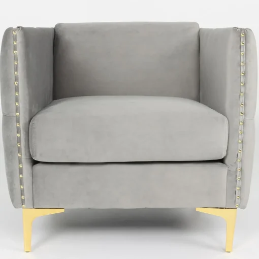 3S. x Home Fauteuil Velours MURRAY Gris Best