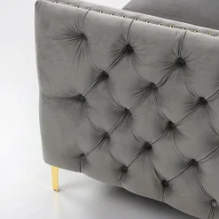 3S. x Home Fauteuil Velours MURRAY Gris Best