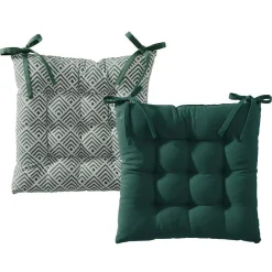 Becquet Galette de chaise capitonnée réversible - Vert Outlet