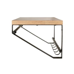 3S. x Home Garderobe avec crochets et tringle en métal noir, étagère décor chêne Discount