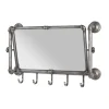 3S. x Home Garderobe murale avec miroir orientable et 5 crochets en Acier laqué Gris anthracite Hot