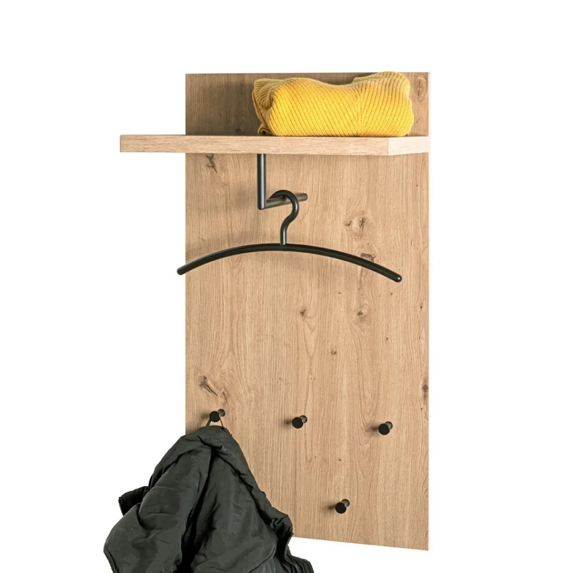 3S. x Home Garderobe murale avec étagère décor cintre et boutons en métal noir Best