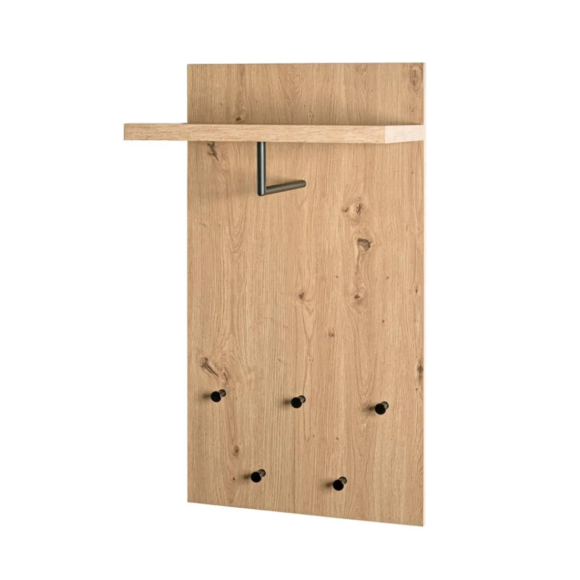 3S. x Home Garderobe murale avec étagère décor cintre et boutons en métal noir Best