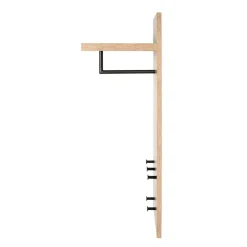 3S. x Home Garderobe murale avec étagère décor cintre et boutons en métal noir Best