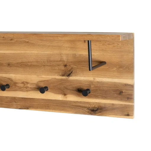 3S. x Home garderobe murale chêne et métal noir - 4 crochets Hot