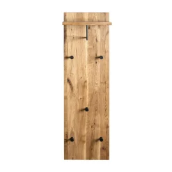 3S. x Home garderobe murale chêne et métal noir - 5 crochets et étagère Sale
