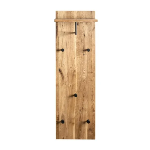 3S. x Home garderobe murale chêne et métal noir - 5 crochets et étagère Sale