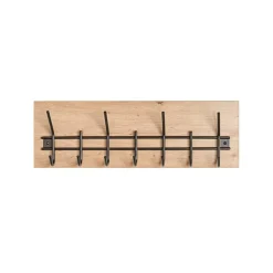 3S. x Home Garderobe murale décor chêne et 7 crochets métal noir Discount