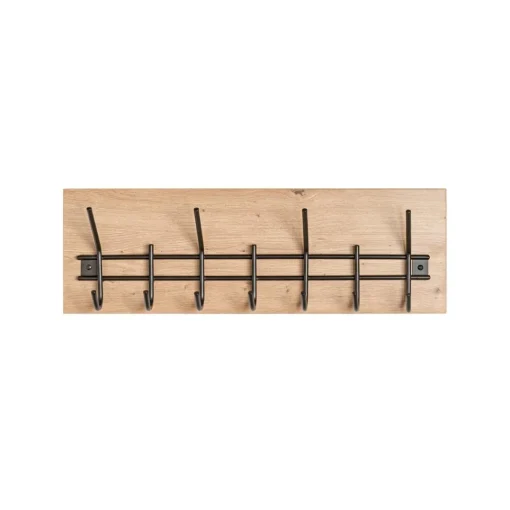 3S. x Home Garderobe murale décor chêne et 7 crochets métal noir Discount